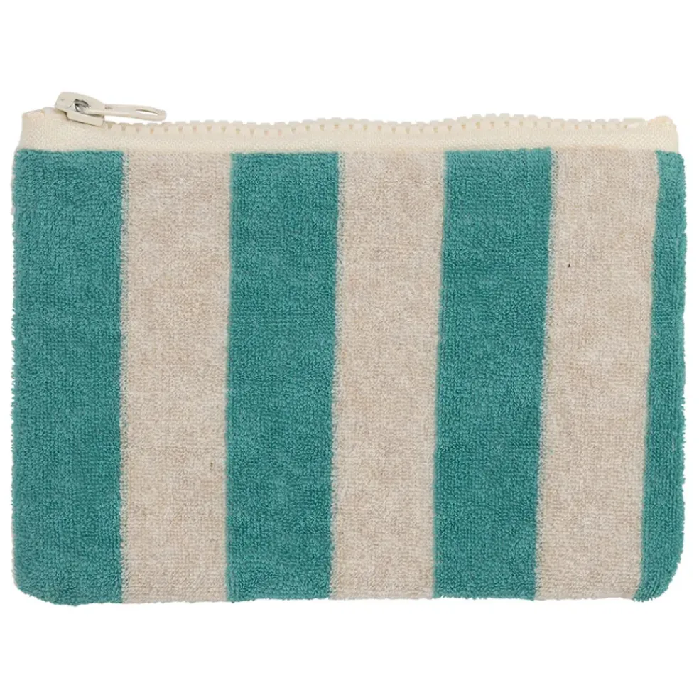 Pochette en coton rayée émeuraude et blanc - Palma