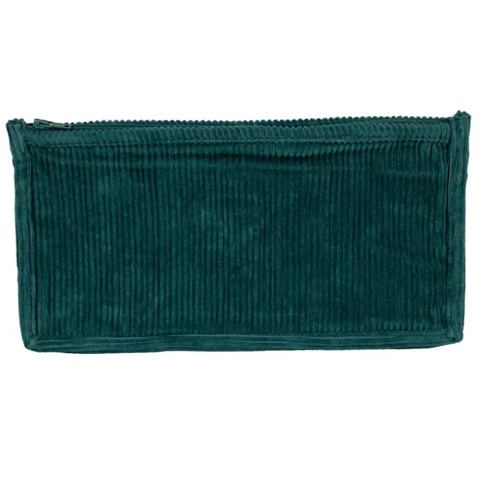 Pochette en velours côtelé émeraude - Flaura