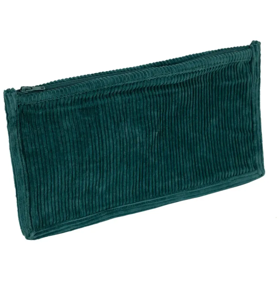 Pochette en velours côtelé émeraude - Flaura