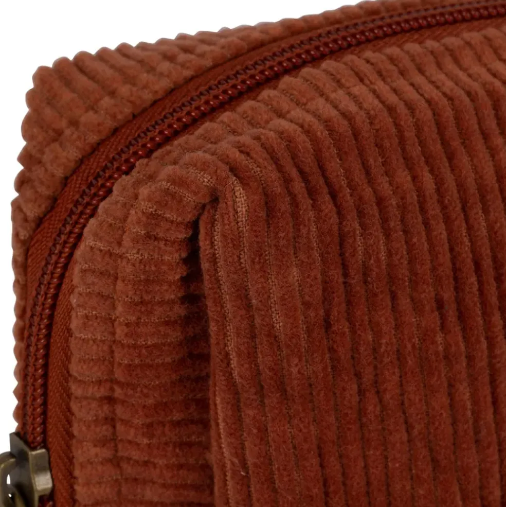 Pochette en velours côtelé et coton terracotta - Manarola