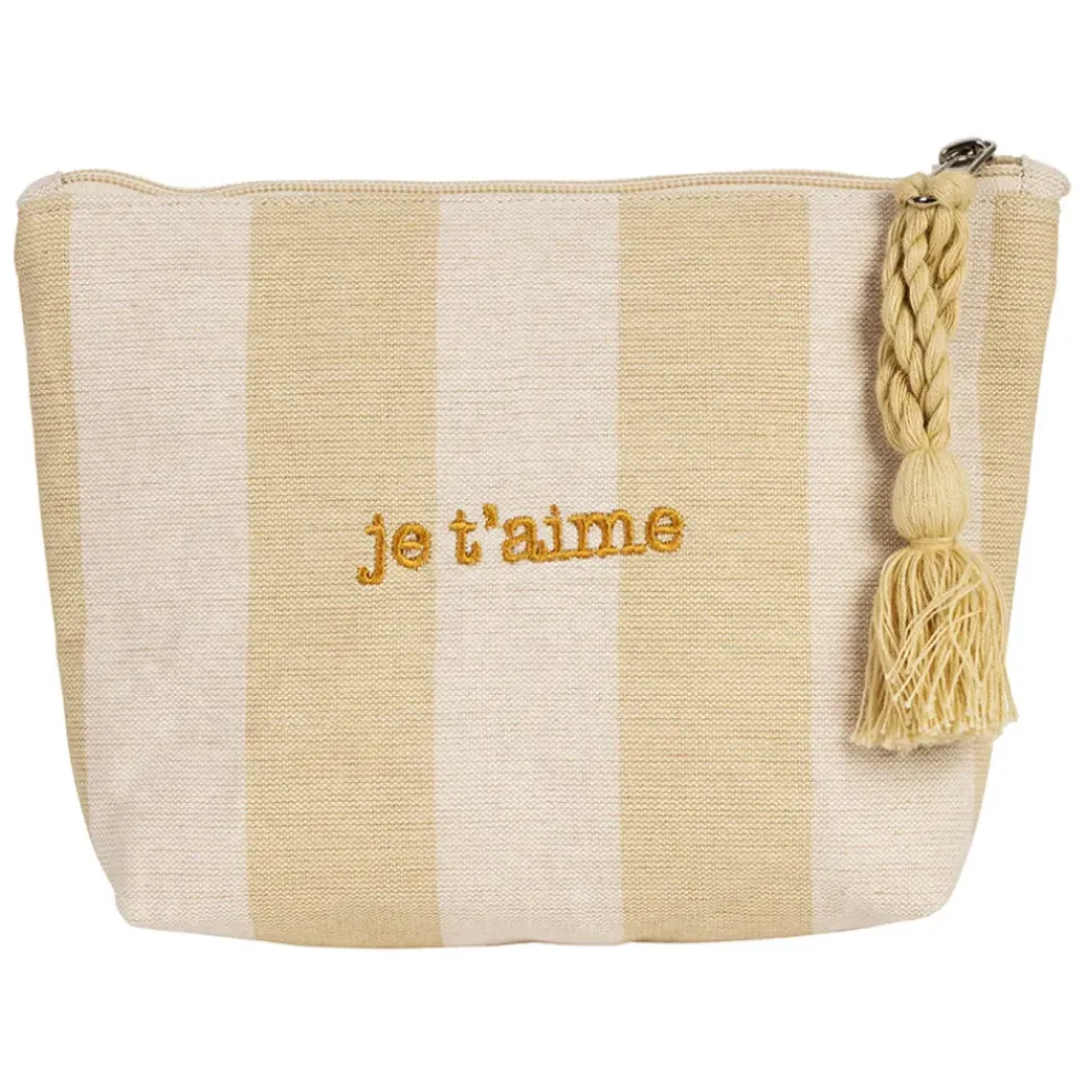 Pochette Je t'aime en coton beige - Famille