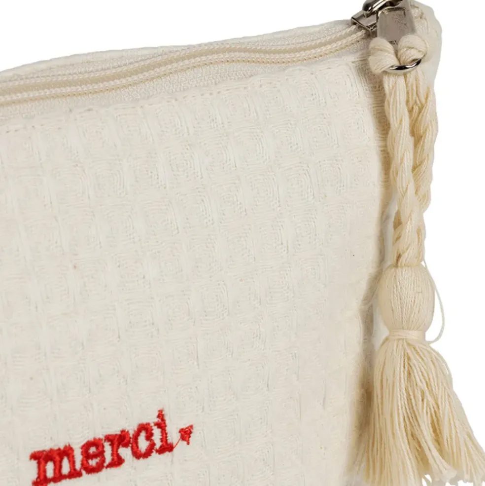 Pochette Merci en coton écru - Famille
