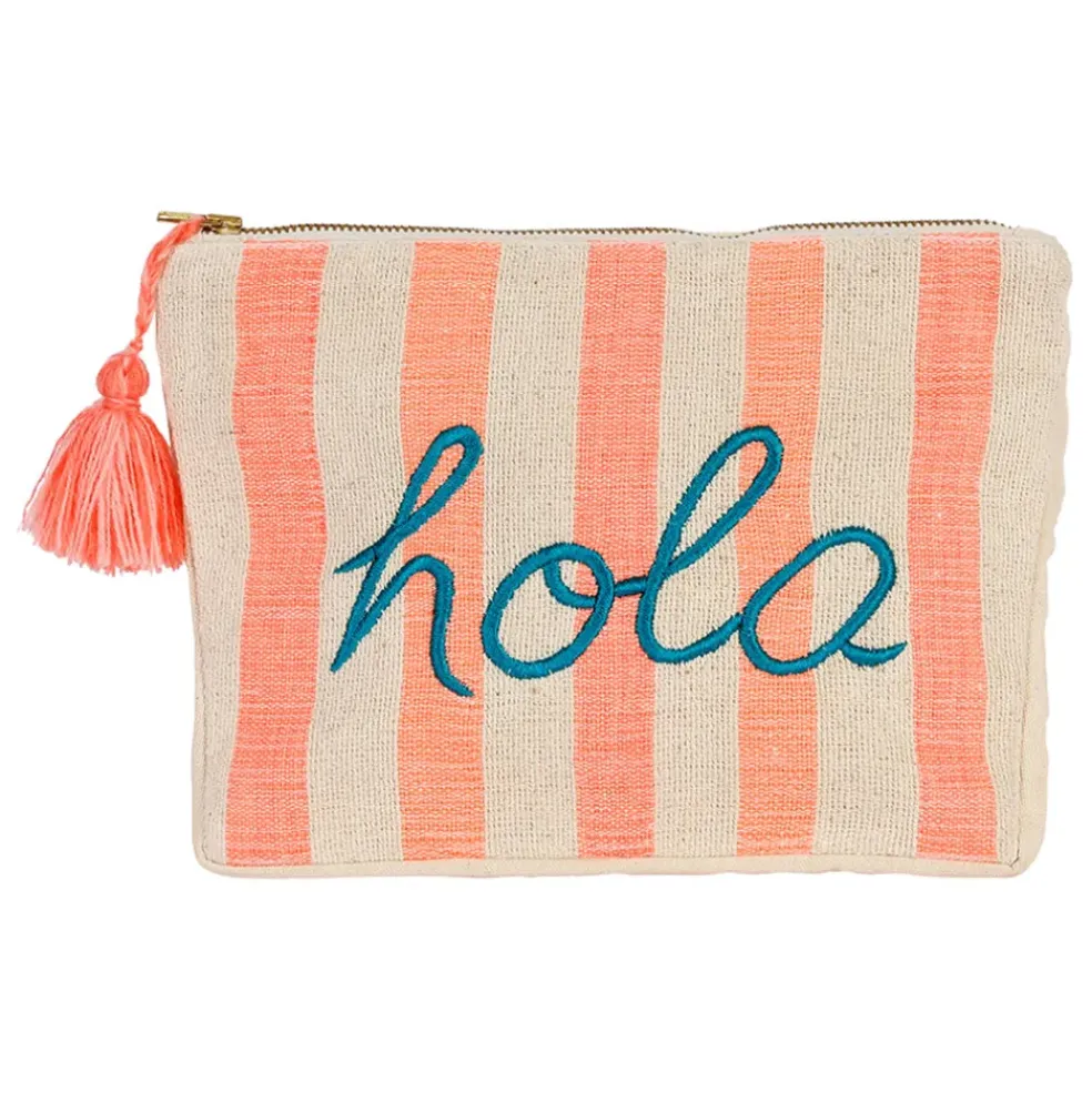Pochette "hola" en coton corail - Palma