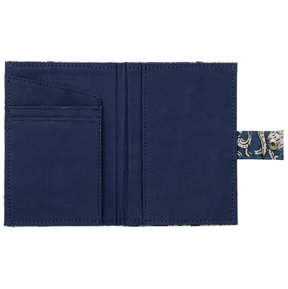 Porte carte en coton bleu - Flaura