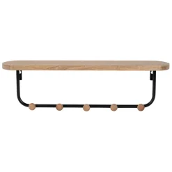 Porte manteau avec étagère en fer noir et bois - Atelier