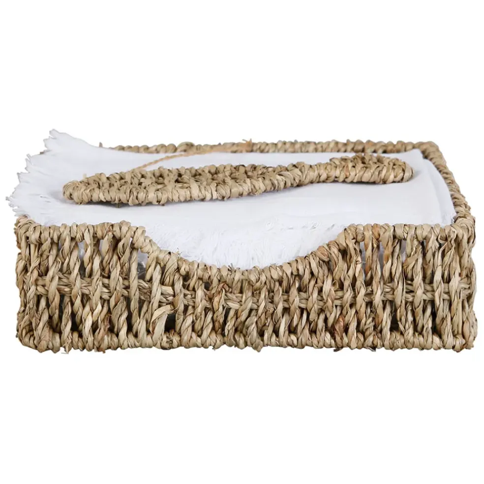 Porte serviettes en jonc de mer naturel et fer poisson - borneo