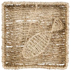 Porte serviettes en jonc de mer naturel et fer poisson - borneo