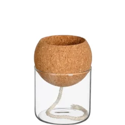 Pot auto arrosant en verre transparent d10xh14cm