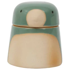 Pot oiseau avec couvercle en grès sauge - Calao