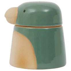 Pot oiseau avec couvercle en grès sauge - Calao
