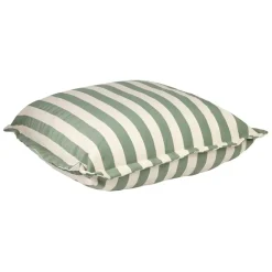 Pouf d'extérieur en tissu rayé sauge et écru 95x95cm - Sola