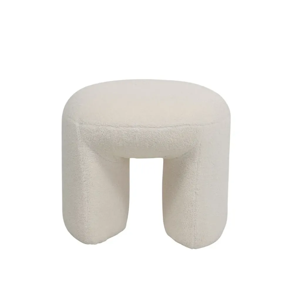 Pouf en tissu bouclette crème - Loa
