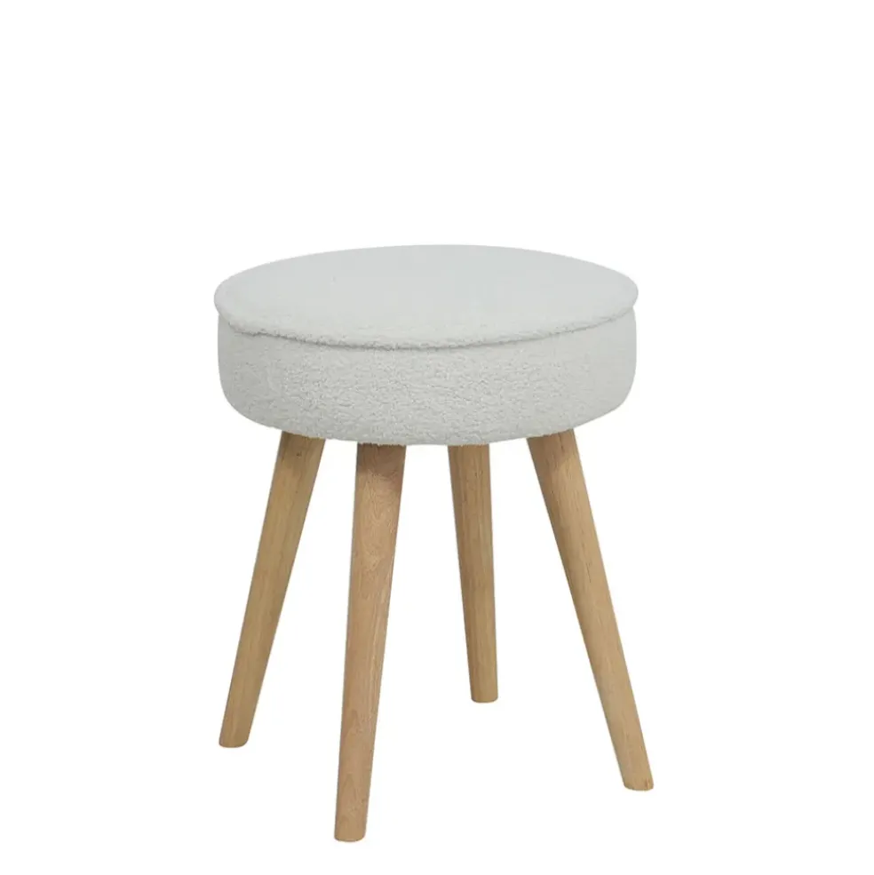 Pouf en tissu bouclette ecru - Popy