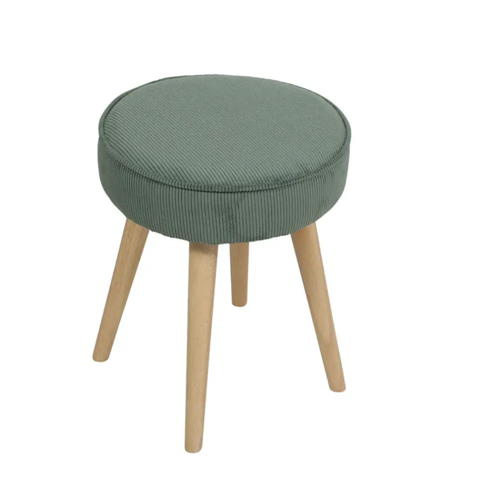 Pouf en tissu velours côtelé kaki - Popy