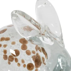 Presse papier lapin en verre blanc et doré - Garenne