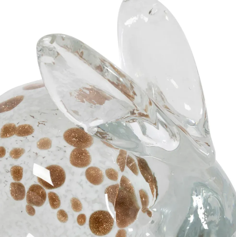 Presse papier lapin en verre blanc et doré - Garenne