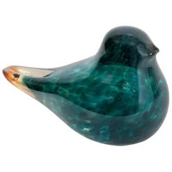 Presse papier moineau en verre indigo - Serin