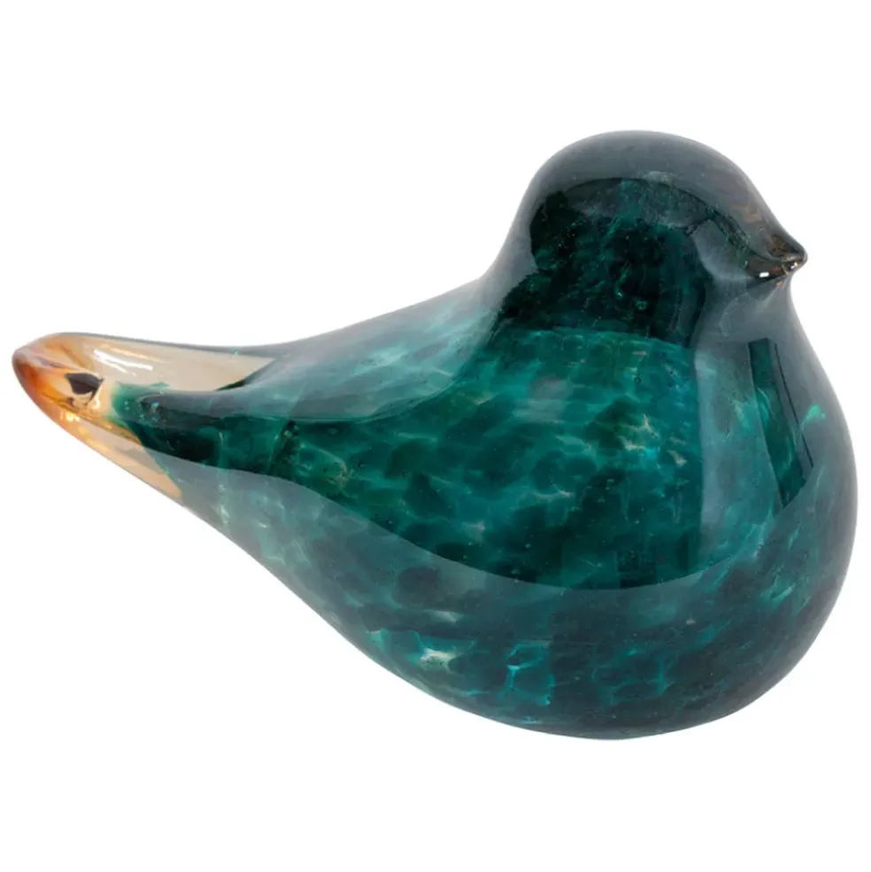 Presse papier moineau en verre indigo - Serin