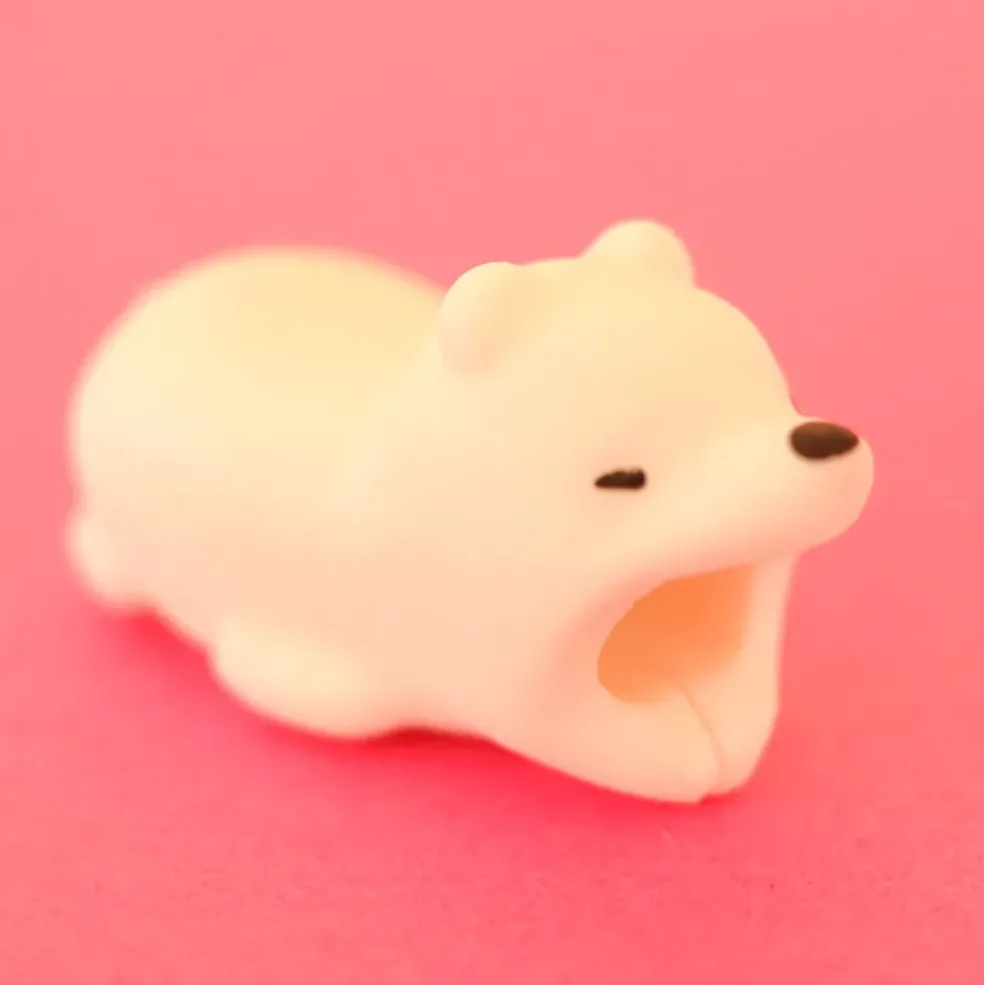 Protège câble ours blanc