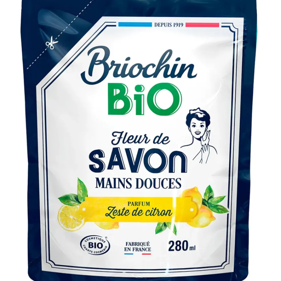 Recharge savon liquide mains zeste de citron 280ml - Cosmébio