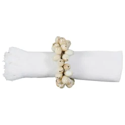 Rond de serviette en blanc cassé - Fleuri