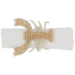 Rond de serviette en manguier et coton naturel - homard