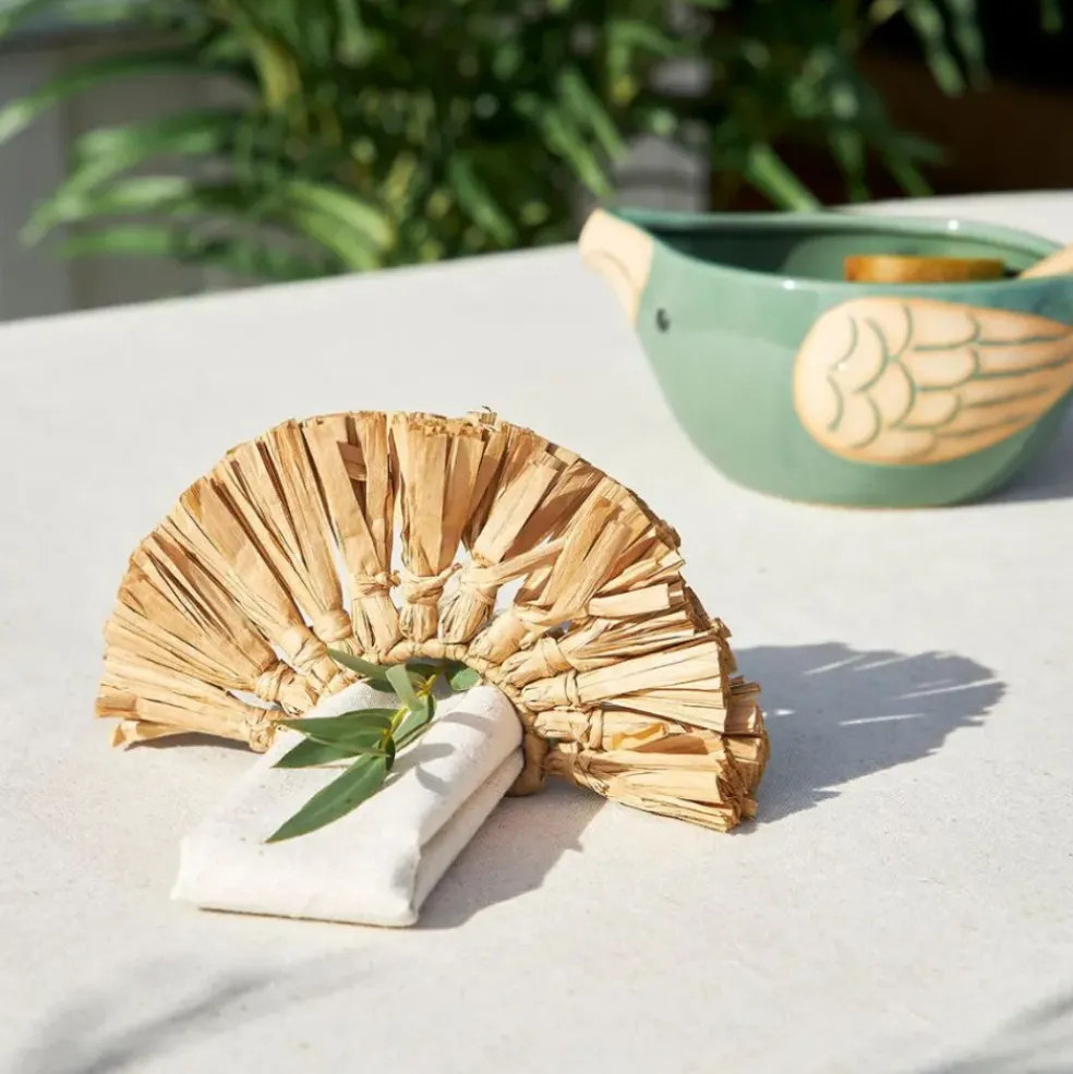 Rond de serviette en raphia et fer naturel