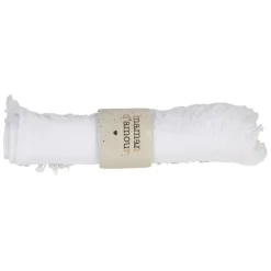 Rond de serviette maman en grès blanc moucheté d3cm