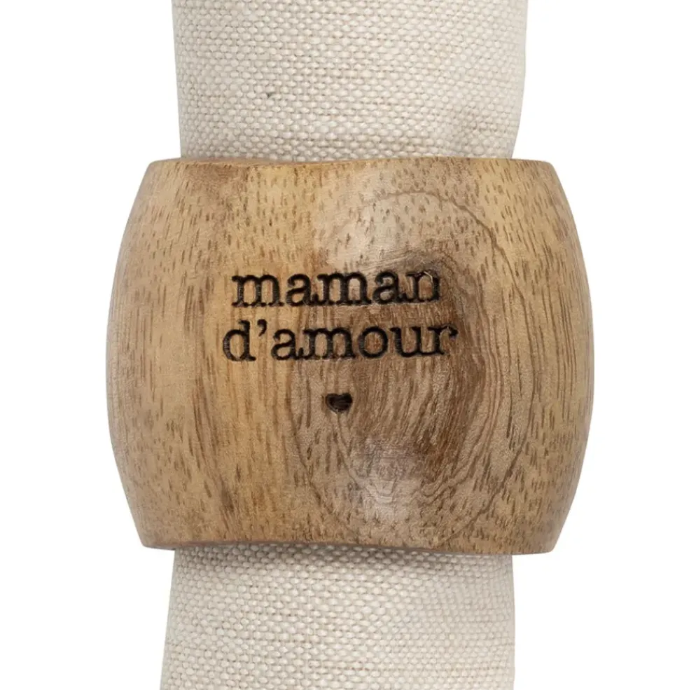 Rond de serviette maman en manguier naturel - Famille