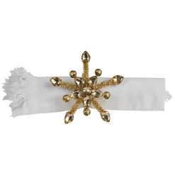 Rond serviette doré d9x5cm - Flocon
