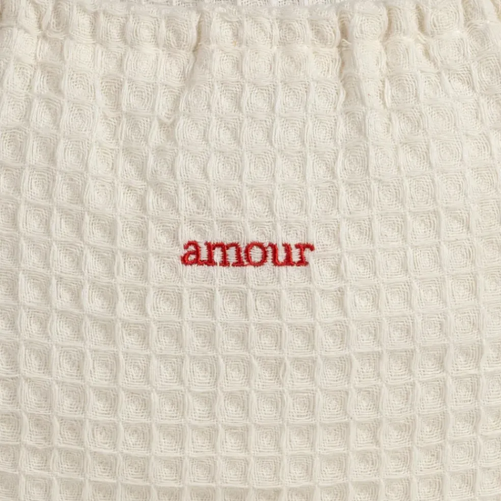Sac amour en coton écru et rouge - Famille