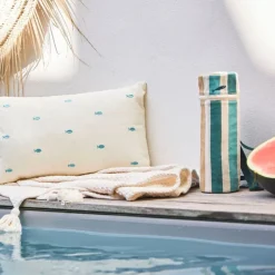 Sac bouteille isotherme en tissu et coton turquoise - Eté A La Mer