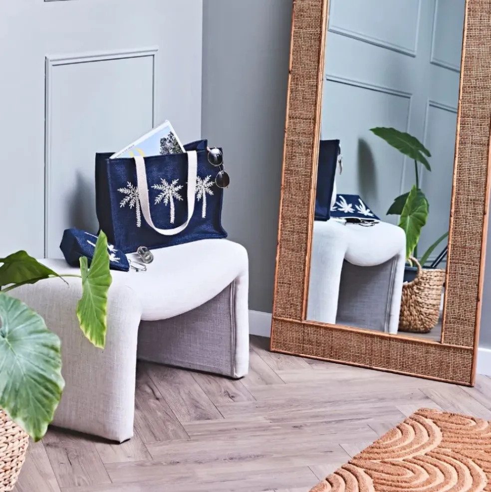 Sac brodé en coton bleu - Medi