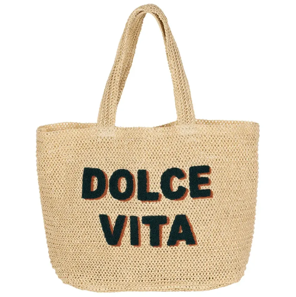 Sac brodé "dolce vita" en corde de papier - Lumi