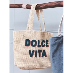 Sac brodé "dolce vita" en corde de papier - Lumi