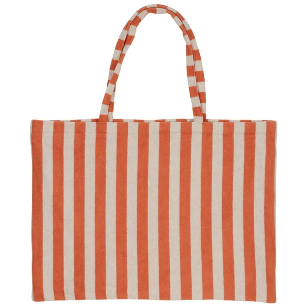 Sac en coton rayé corail et blanc - Palma