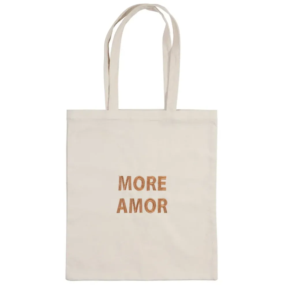 Sac tote bag "More amor" en coton écru - Funky