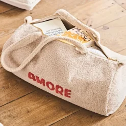 Sac weekend en bouclettes ecru - Funny