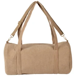 Sac weekend en tissu côtelé beige - Bowling