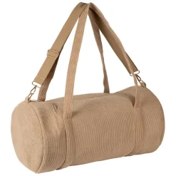 Sac weekend en tissu côtelé beige - Bowling