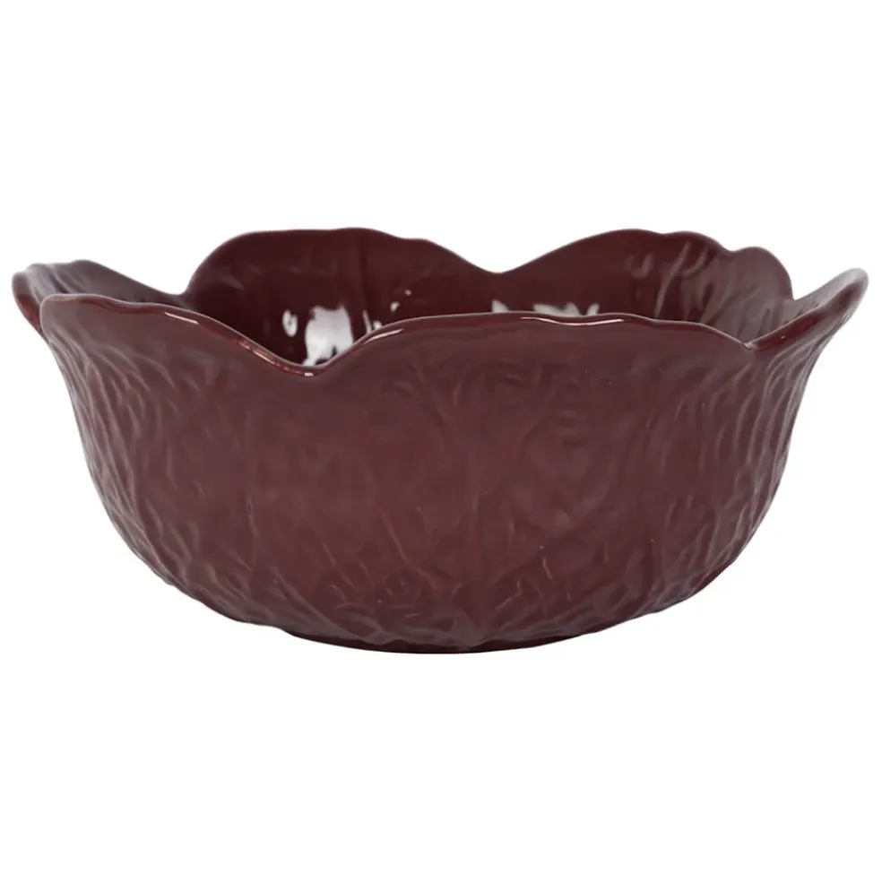 Saladier chou en grès aubergine d27cm - Chou