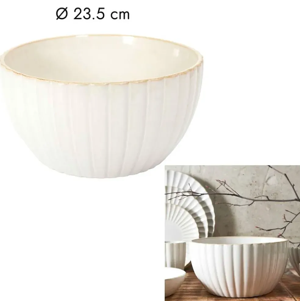 Saladier en céramique beige d23.6cm - Vlora