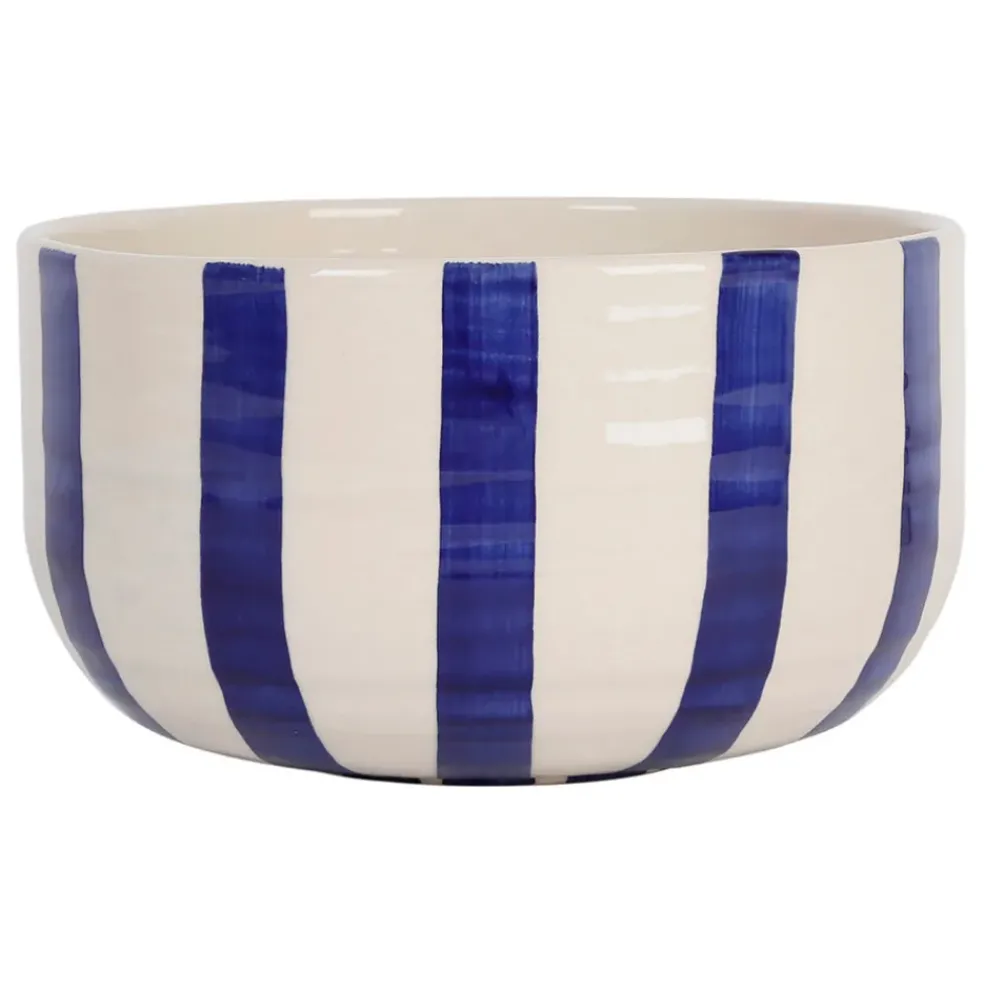Saladier en terre cuite rayé bleu d21cm - Lisia