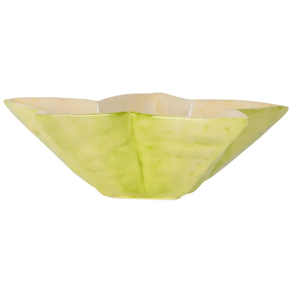 Saladier étoile de mer en dolomite vert et jaune d28cm