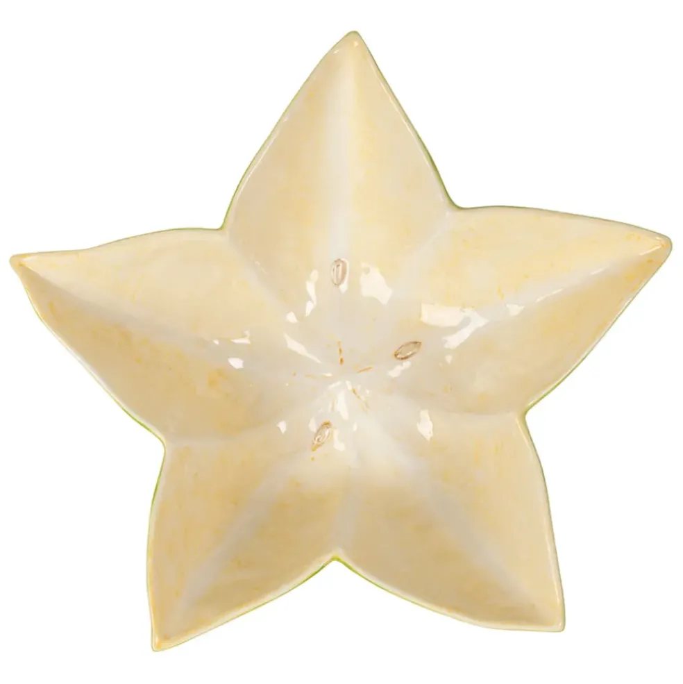 Saladier étoile de mer en dolomite vert et jaune d28cm