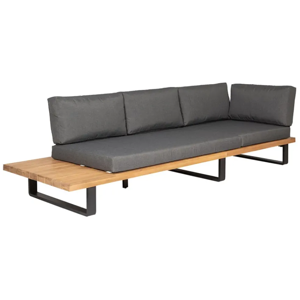 Salon de jardin d'angle en bois 5 places anthracite et naturel - Feros