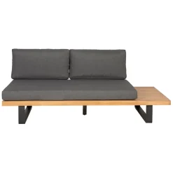 Salon de jardin d'angle en bois 5 places anthracite et naturel - Feros