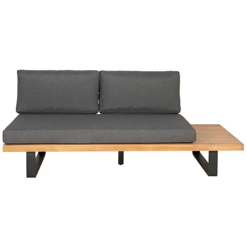 Salon de jardin d'angle en bois 5 places anthracite et naturel - Feros