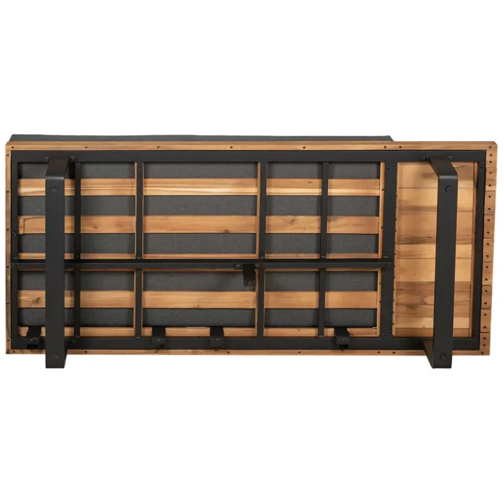 Salon de jardin d'angle en bois 5 places anthracite et naturel - Feros