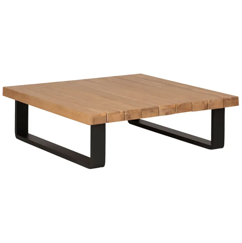 Salon de jardin d'angle en bois 5 places beige - Feros
